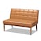 Baxton Studio Sanford Mid-Century Modern Tan Faux Leather and Walnut Brown Finished Wood 3-Piece Dining Nook Set 184-11346-9305-Zoro - alternate 3